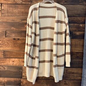 Striped Cream and Brown Women's Cardigan